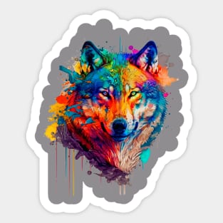 Painted Wolf Sticker